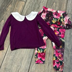 Posh Peanut Long Sleeve Peter Pan Collar Top & Skirted Legging Outfit Set